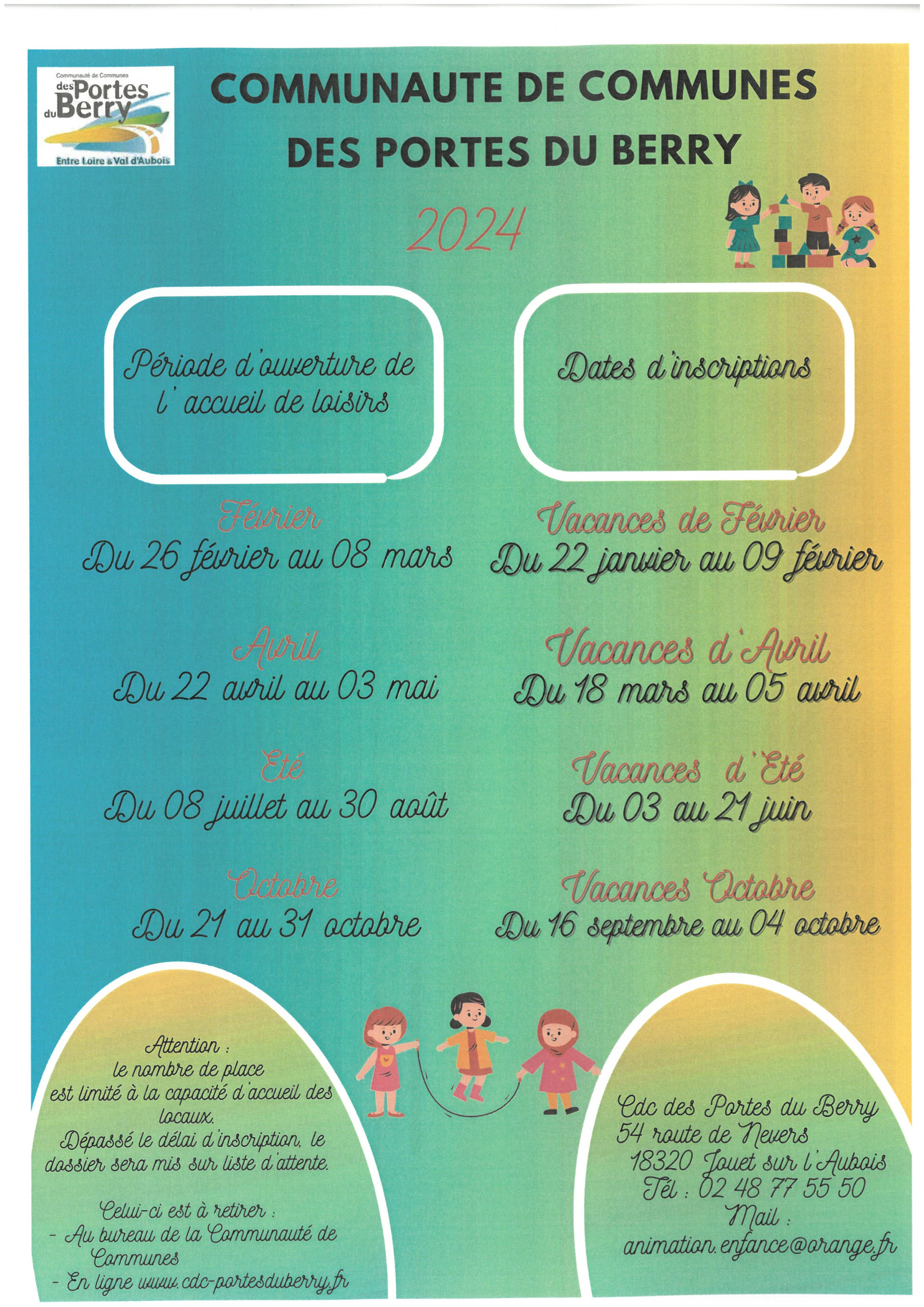 calendrier ouverture 2024